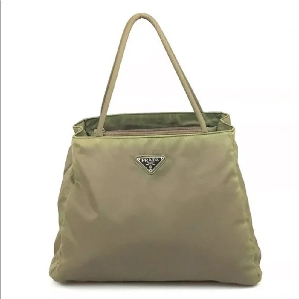 Prada Bag Khaki Green Nylon Tessuto City Handbag